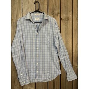 GANT L Rugger  Mens Windblown Oxford Button Up Shirt Preshrunk Cotton Blue Plaid